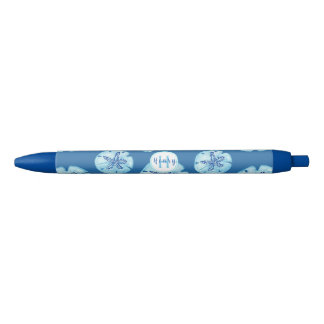 Aqua-teal blue sand dollar watercolor-custom blue ink pen