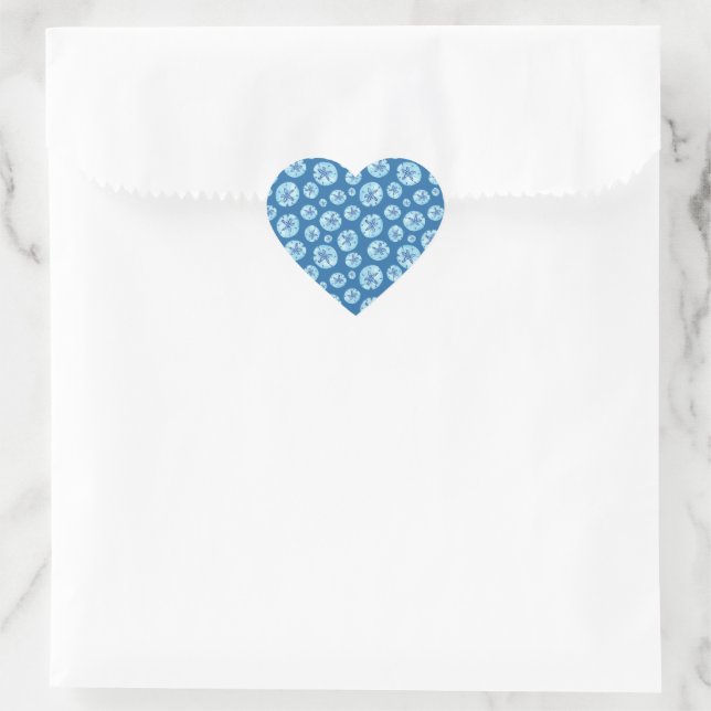 Aqua-teal blue sand dollar watercolor  heart sticker (Bag)