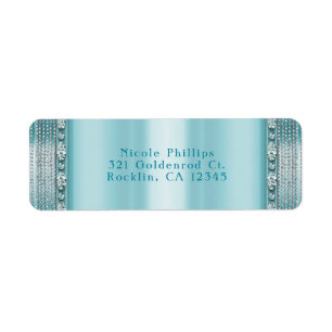 Aqua Teal Blue & Silver Diamond Bling Invitation