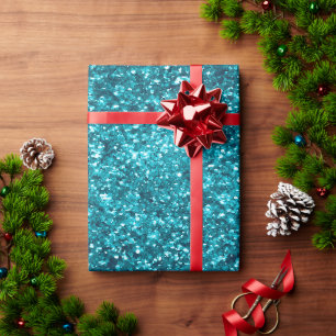 Aqua Teal Blue Sparkle Wrapping Paper