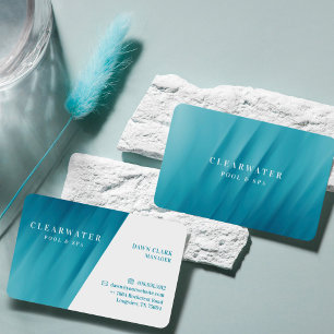 Aqua Teal Blue Water Ripple Pool & Spa Business Card
