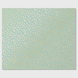 Aqua & Teal Christmas Wrapping Paper with Gold Acc