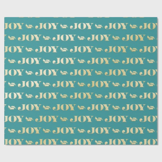 Aqua & Teal Christmas Wrapping Paper with Gold Acc (Flat)