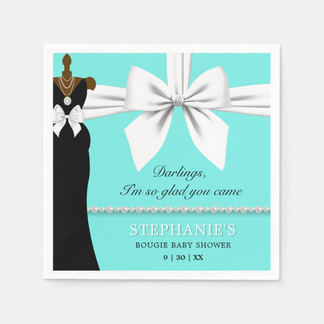 Aqua Teal Elegant Dark Ethnic Tiffany Baby Shower Napkin (Front)