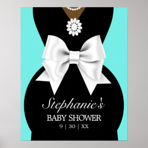 Aqua Teal Ethnic Glam Tiffany Baby Shower Sign
