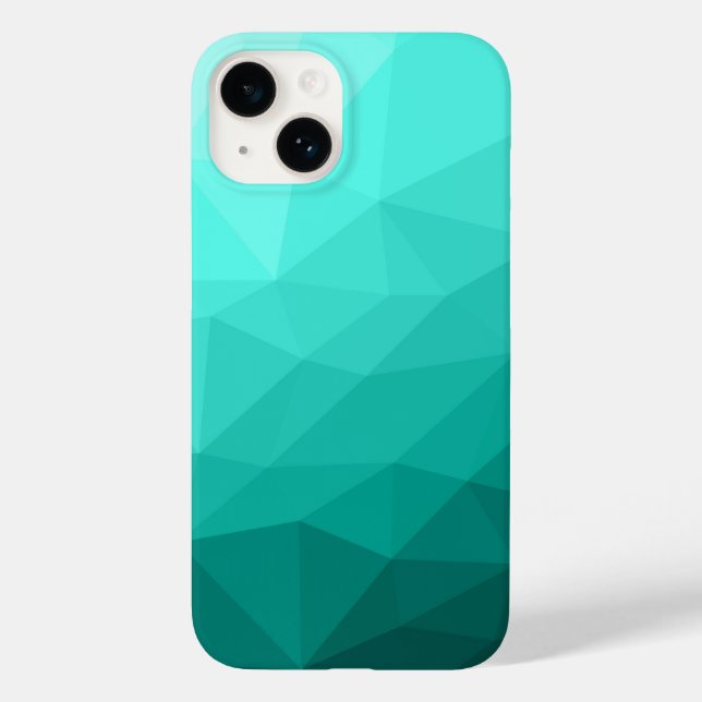 Aqua teal geometric mesh ombre pattern Case-Mate iPhone case (Back)