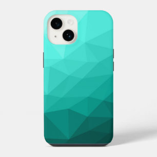 Aqua teal geometric mesh ombre pattern iPhone 14 case