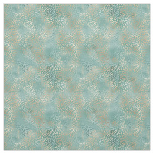Aqua Teal Gold Glam Leopard Print Fabric