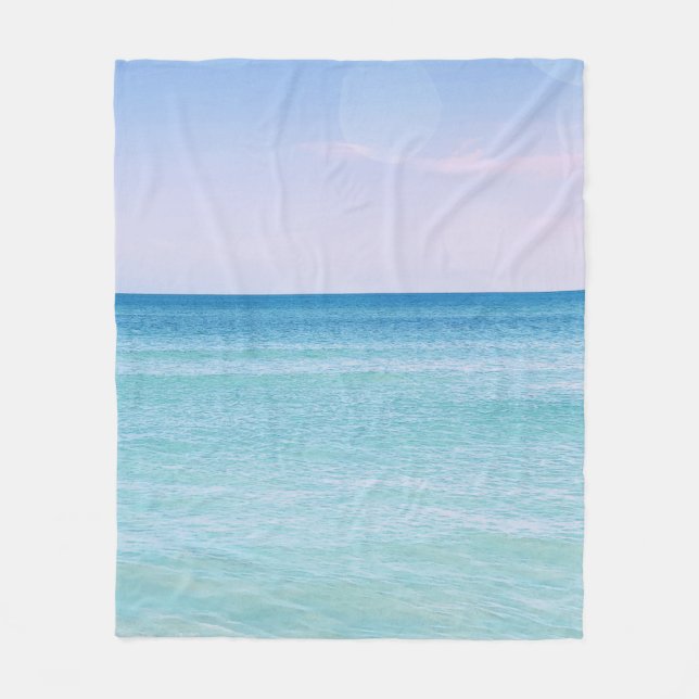 Aqua Teal Lavender Ocean Waves Tropical Beach Fleece Blanket (Front)