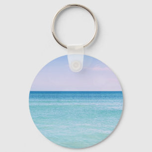 Aqua Teal Lavender Ocean Waves Tropical Beach Key Ring