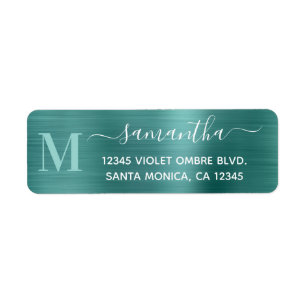 Aqua Teal Modern Signature Monogram