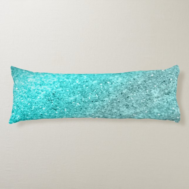 Aqua Teal Ocean Glitter #1 Body Cushion (Front)
