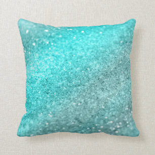 Aqua Teal Ocean Glitter #1 Cushion