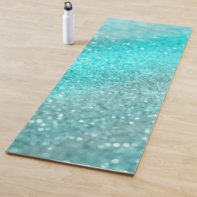 Aqua Teal Ocean Glitter #1 Yoga Mat (In Situ)