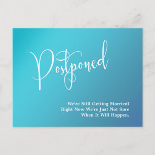 Aqua Teal Ombre Gradient Postponed Wedding Postcard