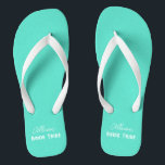 Aqua Teal Personalised Bride Tribe Bachelorette Flip Flops<br><div class="desc">These super cute aqua teal “bride tribe” flip flops are perfect for a beach bash bachelorette weekend or any event of your choice- simply edit the text using the template by clicking “personalise this template.”  Check out EmmyINK's store for additional coordinating bachelorette supplies and party décor!</div>