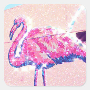aqua teal pink flamingo glitter florida tampa square sticker