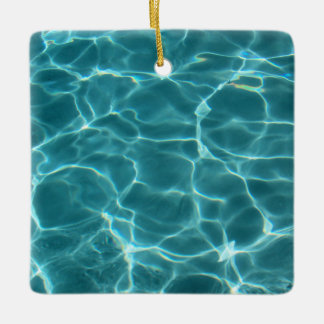 Aqua Teal Swimming Pool Photo Ceramic Tree Decoration