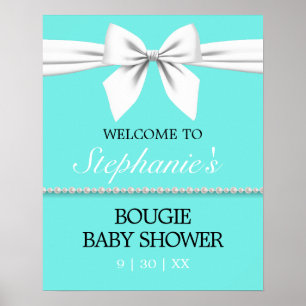 Aqua Teal Tiffany Baby Shower Welcome Sign