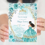 Aqua Teal Turquoise2 Rose & Butterfly Mis Quince Invitation<br><div class="desc">Aqua Teal Turquoise2 Rose & Butterfly Mis Quince Invitation
Mis Quince Anos,  15th Birthday, </div>