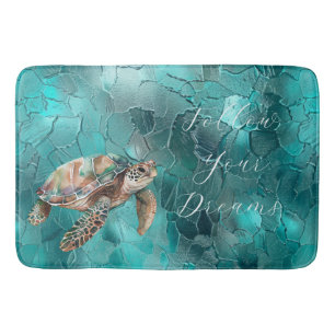 Aqua Teal Turquoise Glam Bath Mat