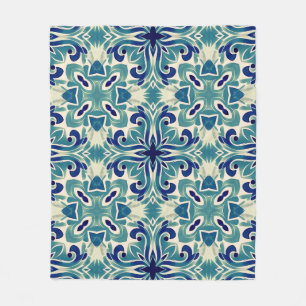 Aqua & Teal Vintage Mediterranean Style  Fleece Blanket