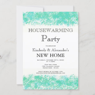 Aqua Teal Watercolor Housewarming Party Invitation