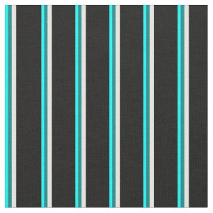 Aqua, Teal, White & Black Coloured Lines Fabric