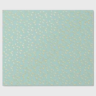 Aqua & Teal Xmas Wrapping Paper with Gold Accents