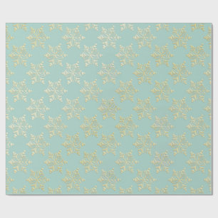 Aqua & Teal Xmas Wrapping Paper with Gold Accents