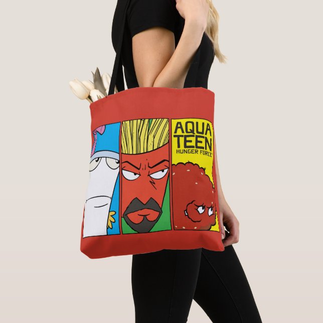 Aqua Teen Hunger Force Character Panel Graphic Tote Bag (Close Up)