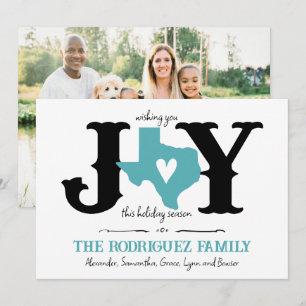 Aqua Texas JOY Photo Holiday Card