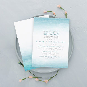Aqua Tides Watercolor Bridal Shower Invitation