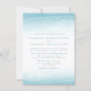 Aqua Tides Watercolor Wedding Invitation