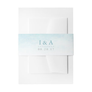 Aqua Tides   Watercolor Wedding Invitation Belly Band