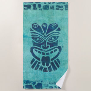 Aqua Tiki Beach Towel