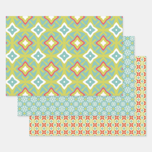 Aqua Tiki Vibe Set of Wrapping Paper (Set)