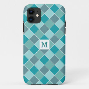 Aqua Tile Pattern custom monogram phone cases