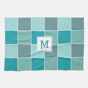 Aqua Tiles custom monogram hand towel