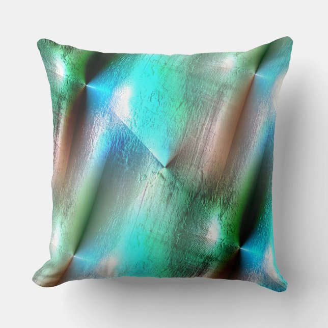 Aqua to wooded texture with digital rough and line cushion (Front)