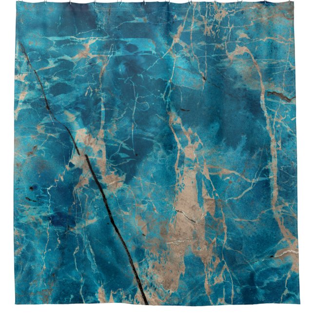 Aqua tone onyx marble shower curtain (Front)