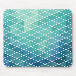 Aqua Triangle Geometric Design Mouse Mat