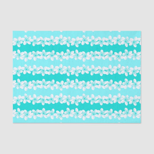 Aqua tropical frangipani tissue paper (Front)