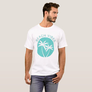 Aqua Tropical Palm Logo Beach Vibes T-Shirt