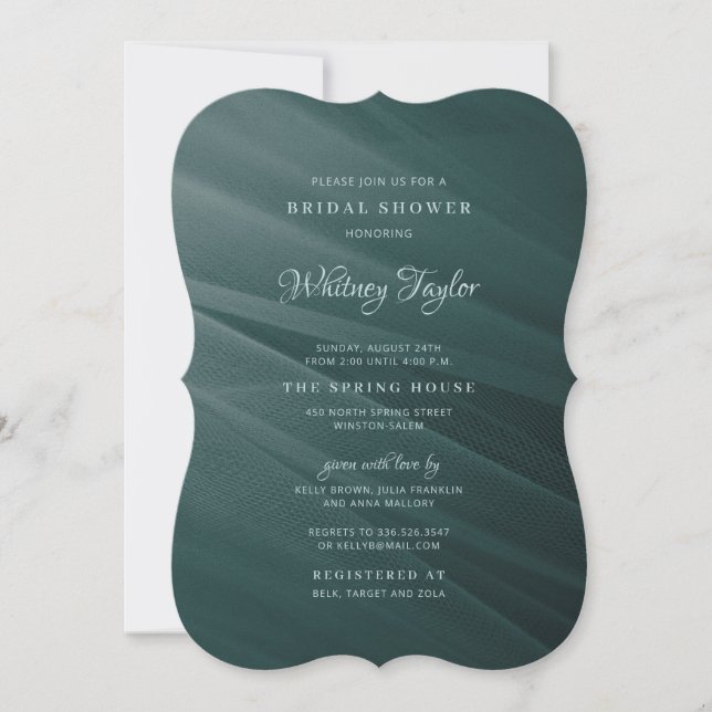 Aqua Tulle Bridal Shower Invitation (Front)