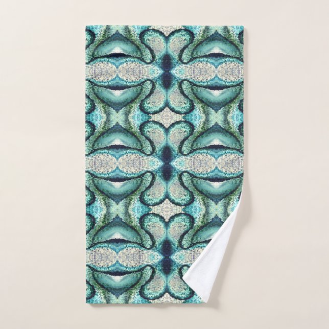 Aqua Turquoise Abstract Hand Towel (Hand Towel)
