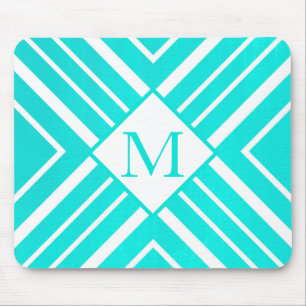 Aqua Turquoise Acrylic Geometric Mouse Mat