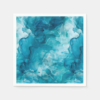 Aqua Turquoise Agate Marble Abstract Decoupage Napkin