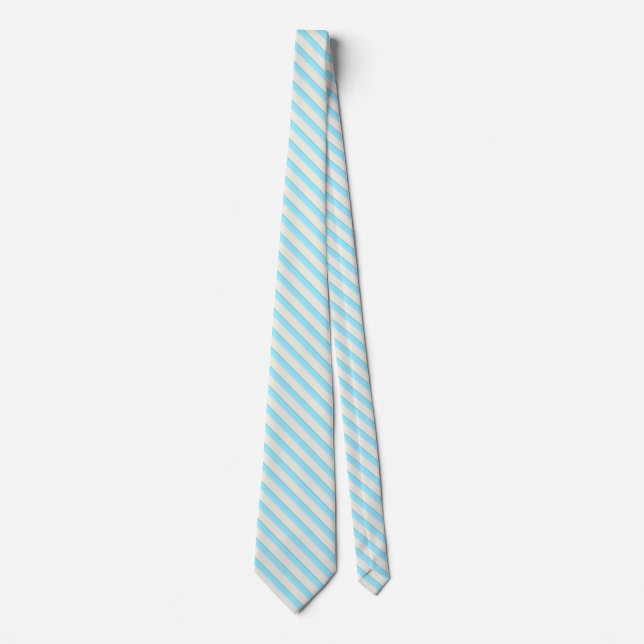 Aqua, Turquoise and Sand Striped Neck Tie (Front)