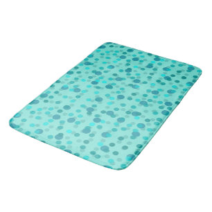 Aqua, turquoise and seafoam polka dots bath mat